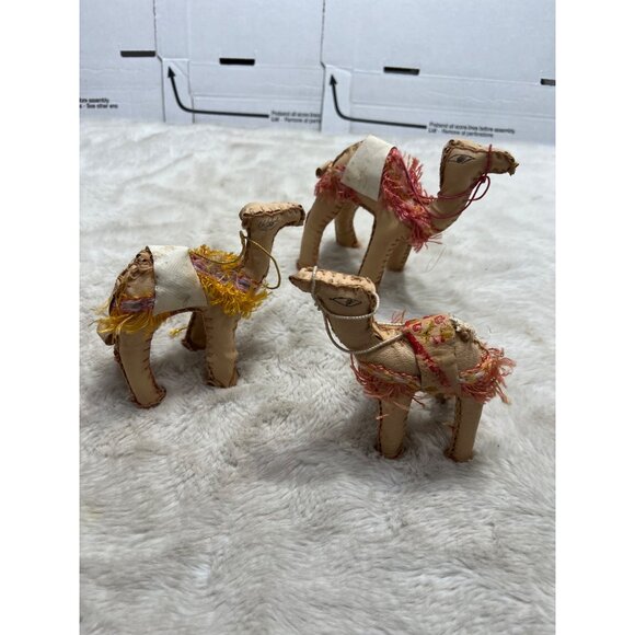 Handcrafted Camel Figurines With Colorful Fringe Decor set of 3 - Picture 12 of 12